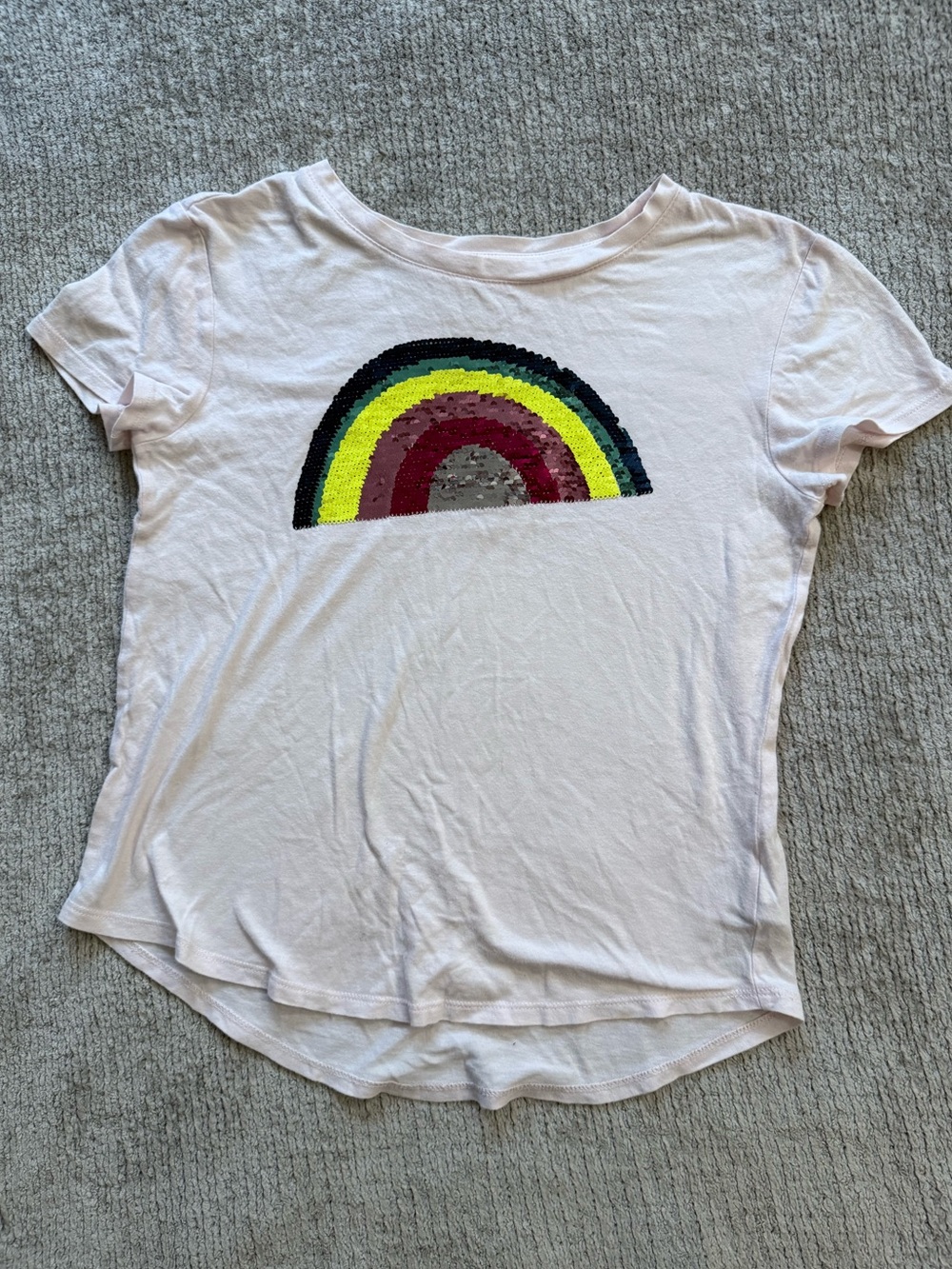 Gap Kids Reversible Sequin Rainbow Watermelon‎ Tee Cream M 8 9